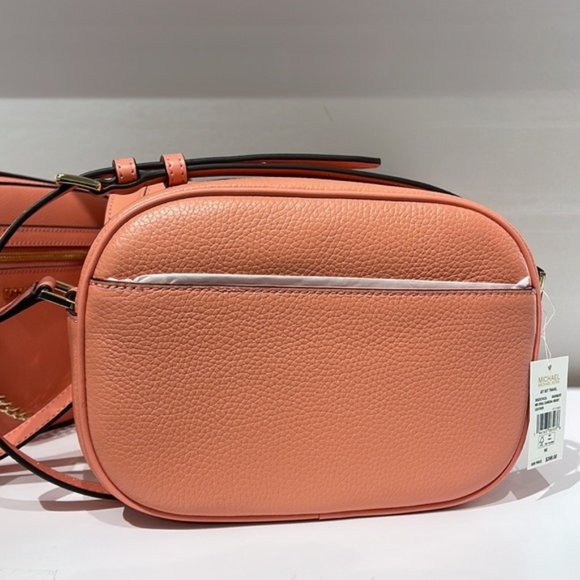 Michael Kors Jet Set Medium Embossed Pebbled Leather Crossbody Bag Sherbert - Picture 15 of 16